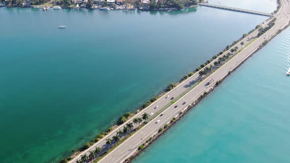 MacArthur Causeway, Biscayne Bay, Government Cut and Miami Beach from the air