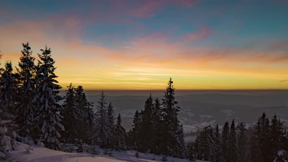 View in Sunrise Winter Mountain Timelapse