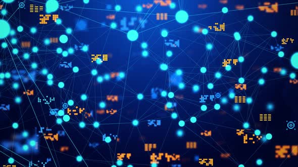  Digital Network Data Nodes transforming and connection lines