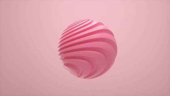 Pink organic shape 3d wavy sphere isolated on color background. Trend design 3d render infinite loop