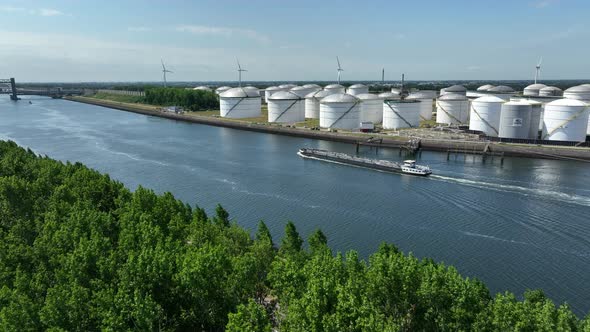 Liquid Cargo Tanker Vessel Transporting Cargo Through the Rotterdam Port