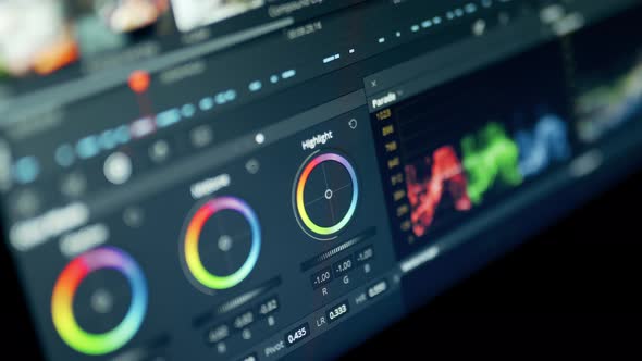  Color Correction Post Production Video or Photo in Progress Closeup