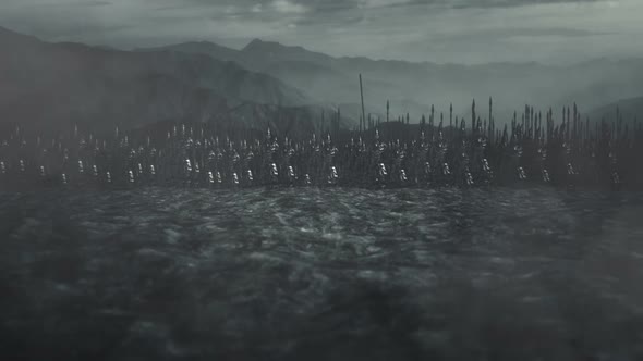 Elves Army Standing In A Battlefield Ready For Battle