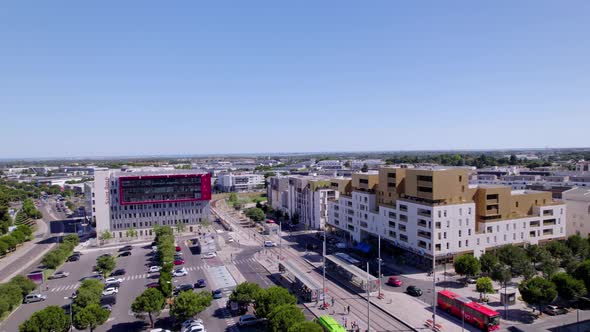 Beautiful offices in Montpellier, France. (drone shot)