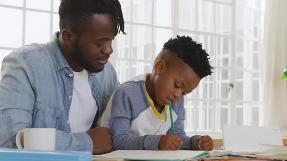 Father and son at home