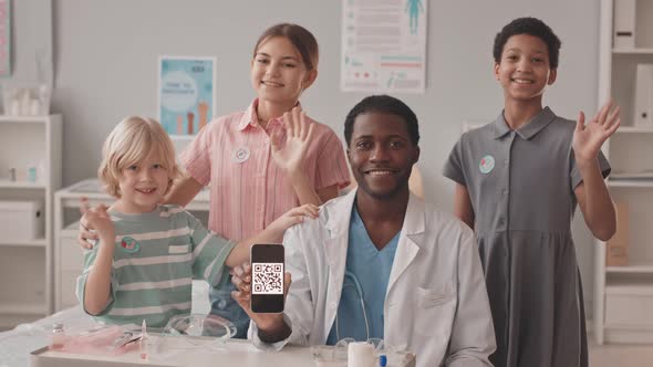 Portrait of Kids with Doctor after Vaccination