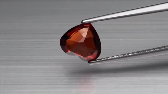 Natural Spessartite Garnet on the Turning Table