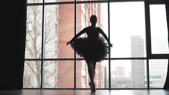 Ballerina on Background City Beautifully Moving Dance