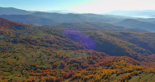 Forest Mountain Landscape Hiking Carpathians Mountains in the Morning Scenic Aerial View