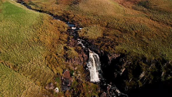 Glenariff is a valley of County Antrim, Northern Ireland. Aerial view.