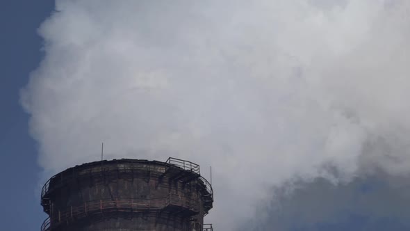 Smoke Comes From the Chimney. Air Pollution. Slow Motion. Ecology. Kyiv. Ukraine