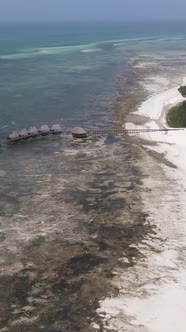 Vertical Video of Low Tide in the Ocean Near the Coast of Zanzibar Tanzania