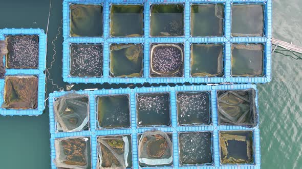 Aerial View of Fish Farms in Norway