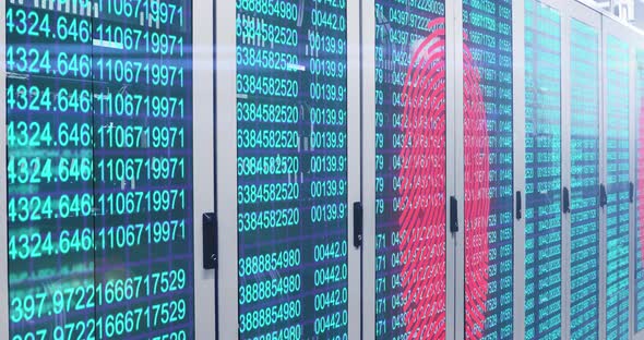 Fingerprint scanner and data processing over server room alt