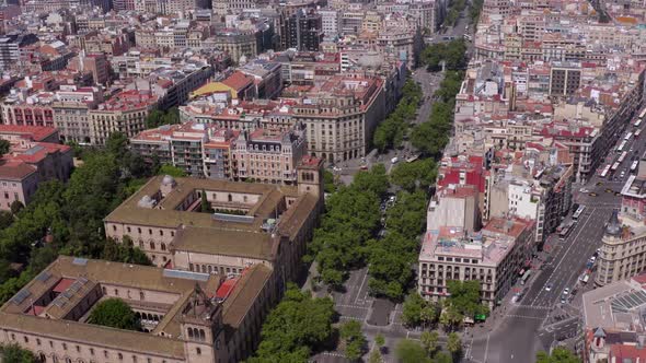 Grand Via in Barcelona a Treelined Street in the Bustling Gothic City