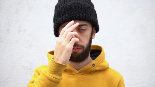 Close-up Shot Of A Religious Man Doing The Sign Of The Cross.