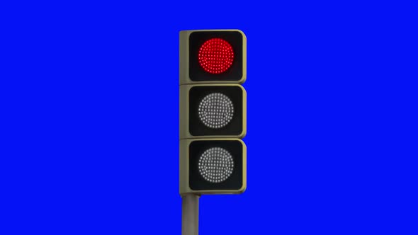 Colors Change on Digital Traffic Light on Blue Background