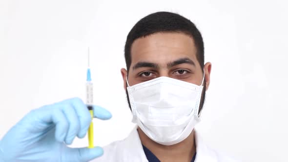 Young Egyptian doctor in a medical mask.