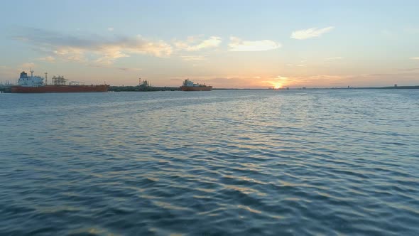 Sunset Flying Low Towards Southampton Docks