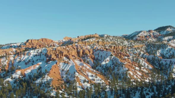 Red Canyon Hoodoos on Winter Day. Dixie National Forest. Utah, USA. Aerial View