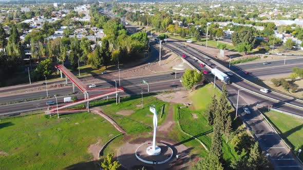 Park Virgins Estate Square, Road junction, Highway Mendoza Argentina aerial view