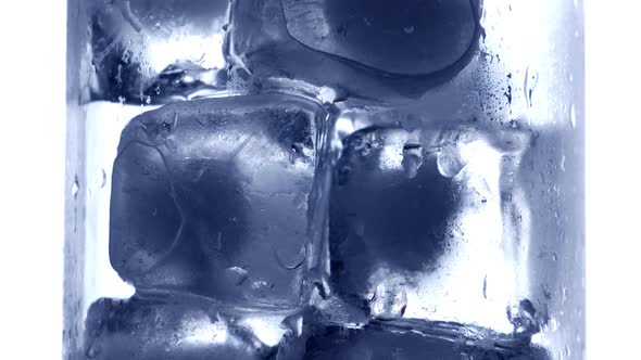 Ice Cubes Melting in Drinking Glass