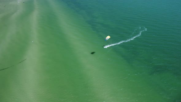 Kitesurfer in Action Aerial Top View From Drone