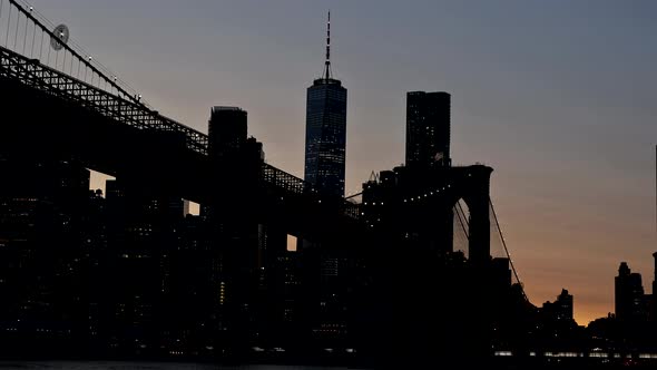 New York Brooklyn Bridge at Night in New York City Manhattan US