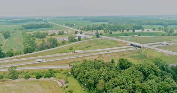 Aerial View of Highway Road Junction From the Height Drone