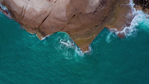 Top View of the Desert Stony Coast on the Atlantic Ocean