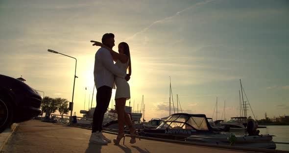 The Camera Turns Around the Couple in Love