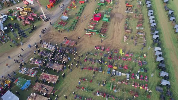 Aerial of an Early Morning View of Opening Day at an Amish Mud Sale