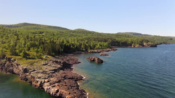 Aerial view of Minnesota  landscape at lake superior's north shoreSummer sunny afternoon