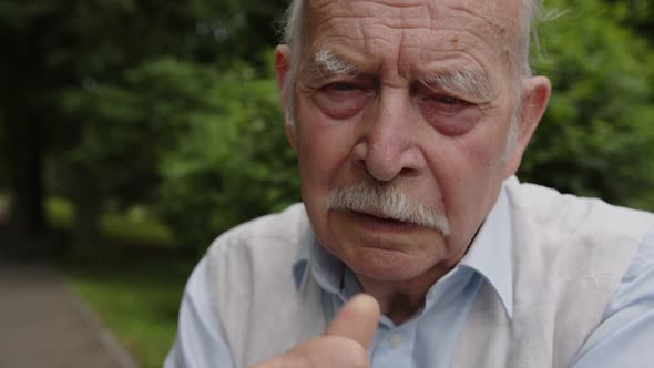 Portrait of an Old Retiree Sitting in the Park