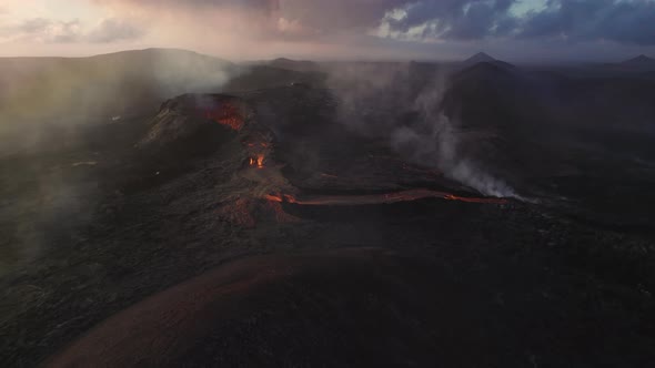 Drone Over Erupting Fagradalsfjall Volcano