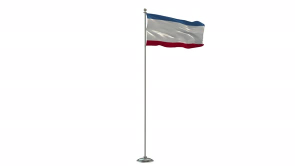 Crimea 3D Illustration Of The Waving flag On a Pole With Chroma key