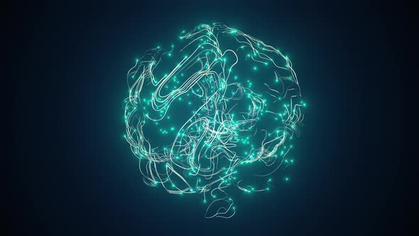 Hologram Brain Activity Visualization with Particles Side View