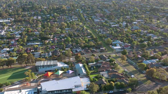 Houses in Suburban Australia Aerial View of Typical Streets and Neighbourhood