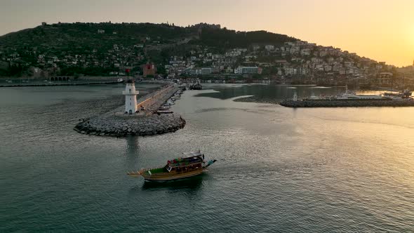 Light House Aerial view 4K Turkey Alanya