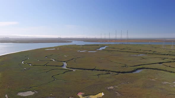 Pullback From Bair Island Marine Wetlands, Aerial