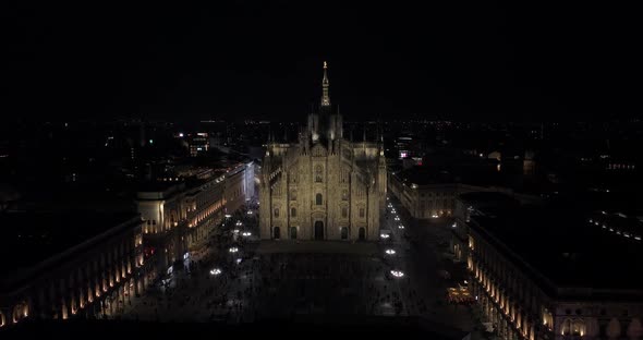 Beautiful Duomo Di Milano Cathedral Illuminated at Night