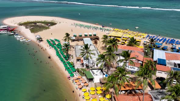 Gunga Beach tropical tourism landmark at Maceio Alagoas Brazil.