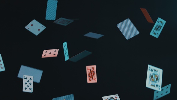 Playing Cards Falling in Slow Motion