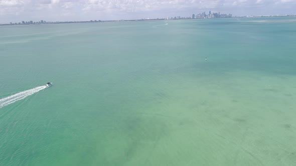 Boating Aerial Miami Florida Skyline Background