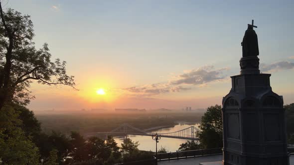 Monument To Vladimir the Great at Dawn in the Morning. Kyiv, Ukraine