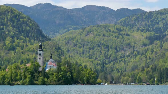 Bled Lake Island with Church Hyperlapse in  UHD Idyllic Slovenia Apls