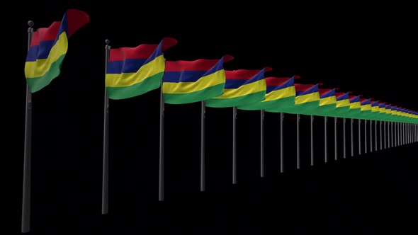 Row Of Mauritius Flags With Alpha 2K