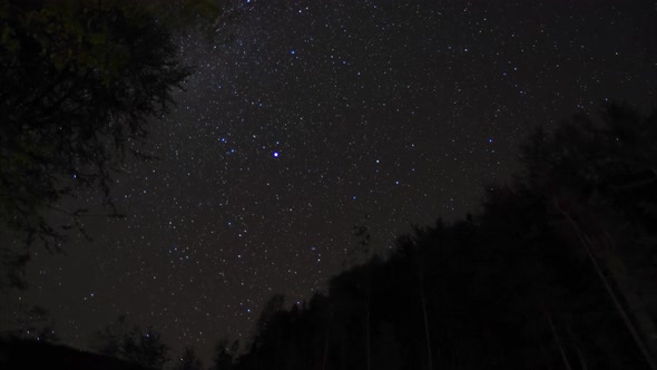 Timelapse Starry Sky and Starfall in the Mountains