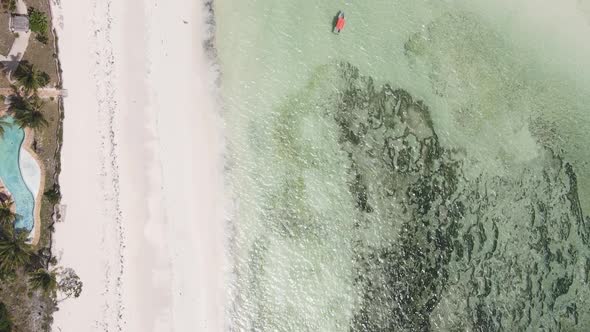 Vertical Video of the Coast of Zanzibar Island Tanzania Slow Motion