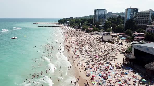 Aerial drone view of the bulgaria golden sands